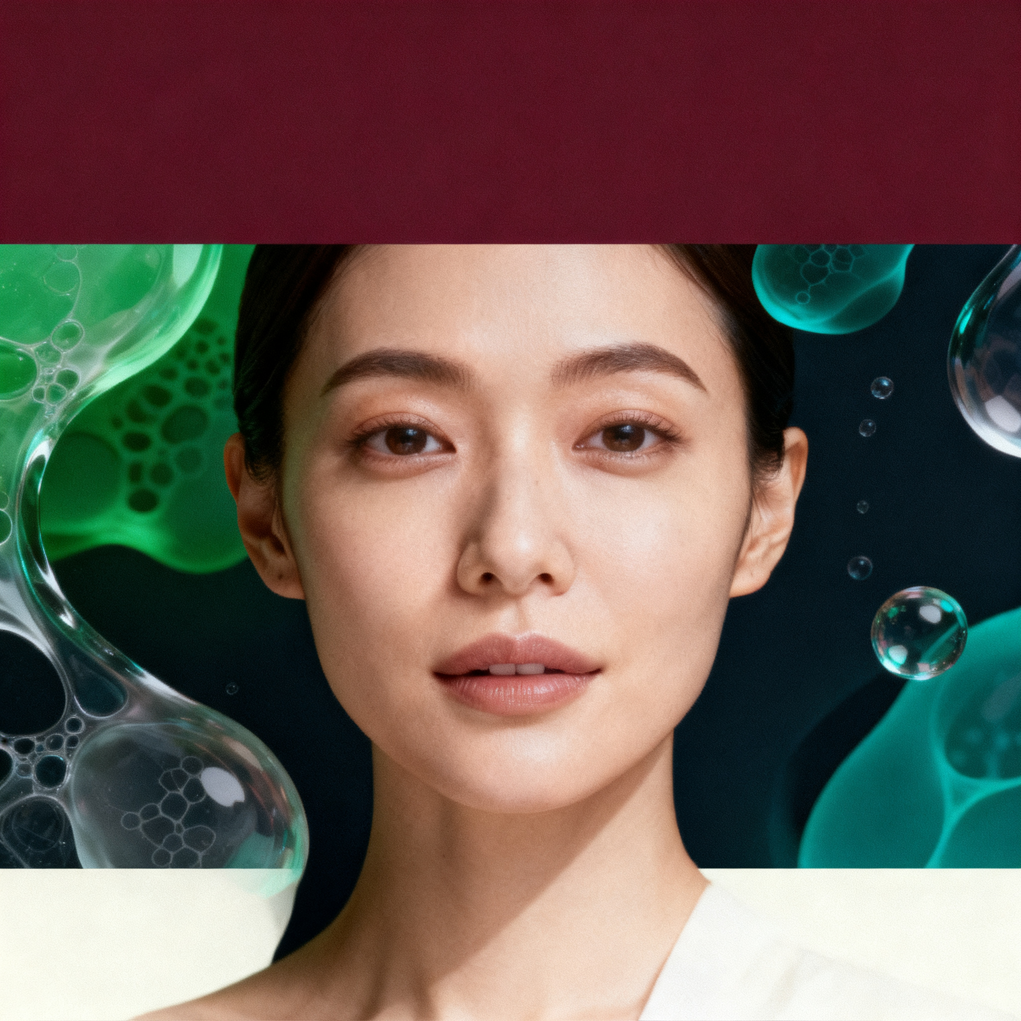 再生美容・ウェルネスの象徴 ── 透明感のある女性ポートレート